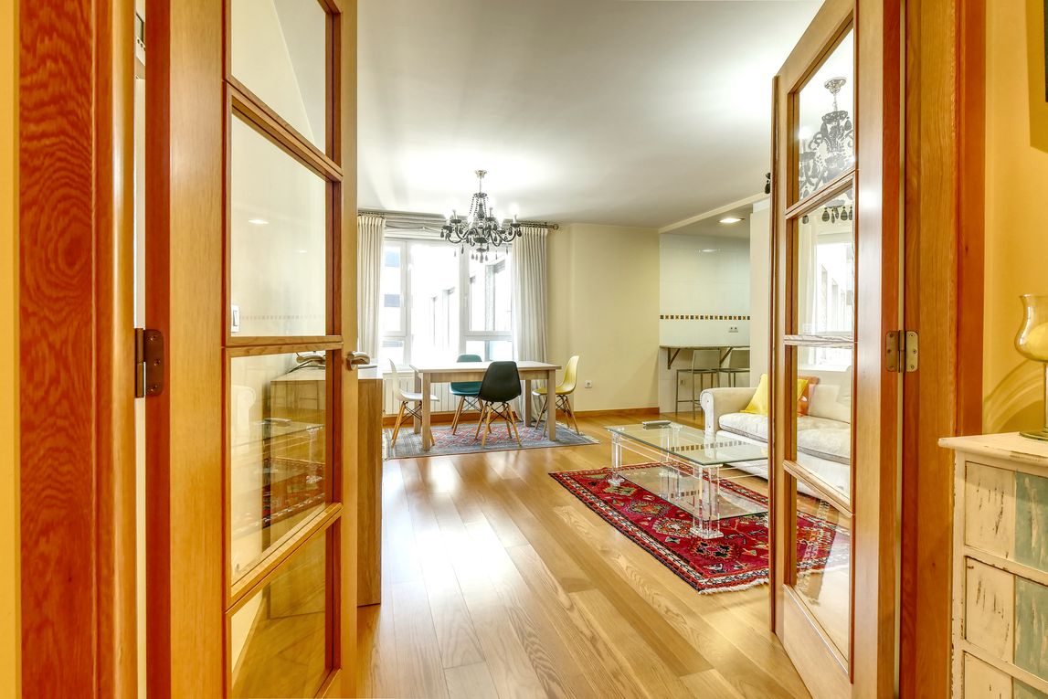 Living room of Flat for sale in Lugo Capital  with Heating, Parquet flooring and Furnished