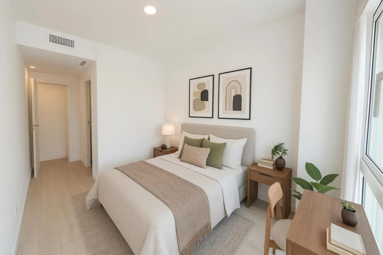 Schlafzimmer von Wohnung zur Miete in Dos Hermanas mit Klimaanlage, Heizung und Parkett