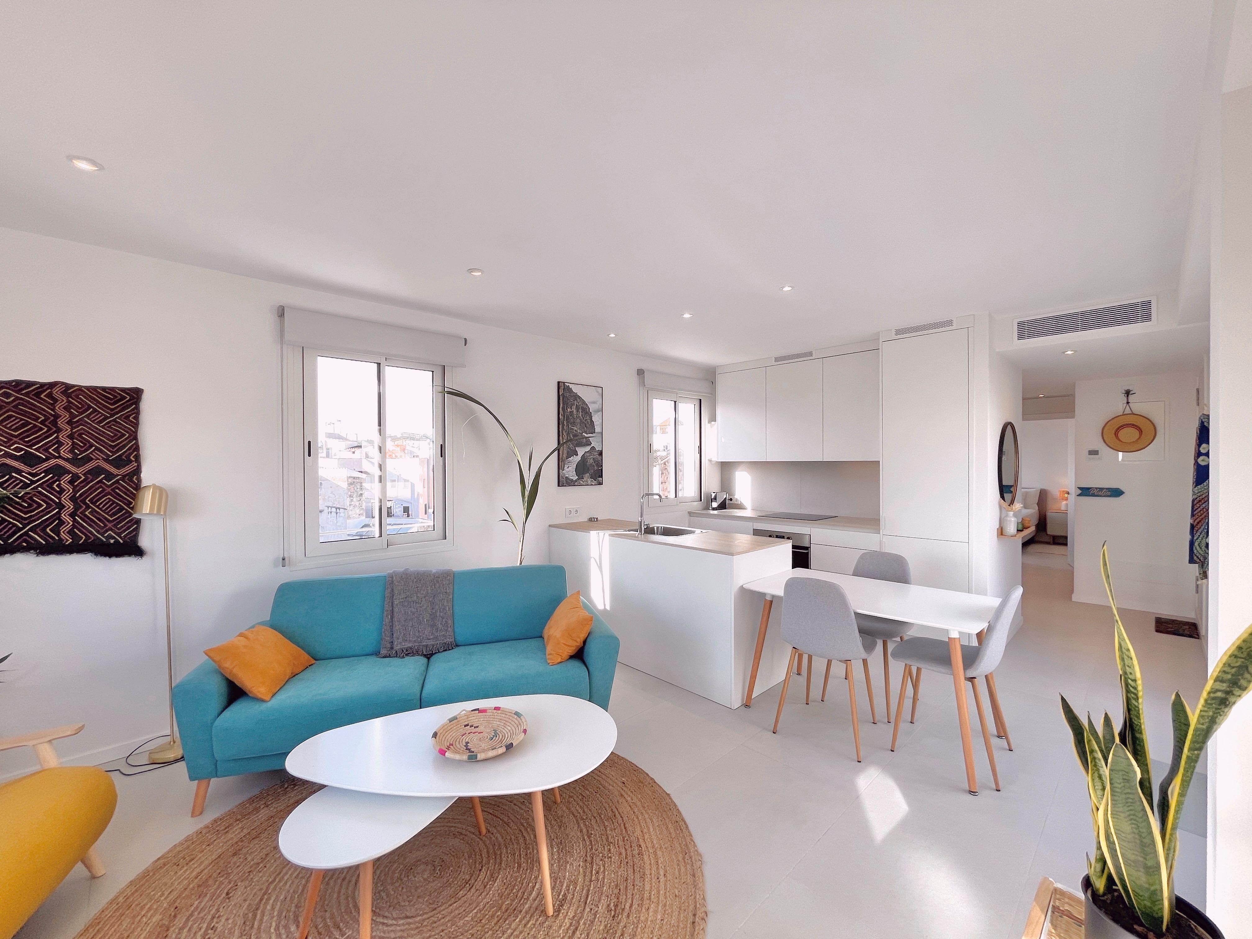 Sala d'estar de Àtic de lloguer en  Palma de Mallorca amb Moblat