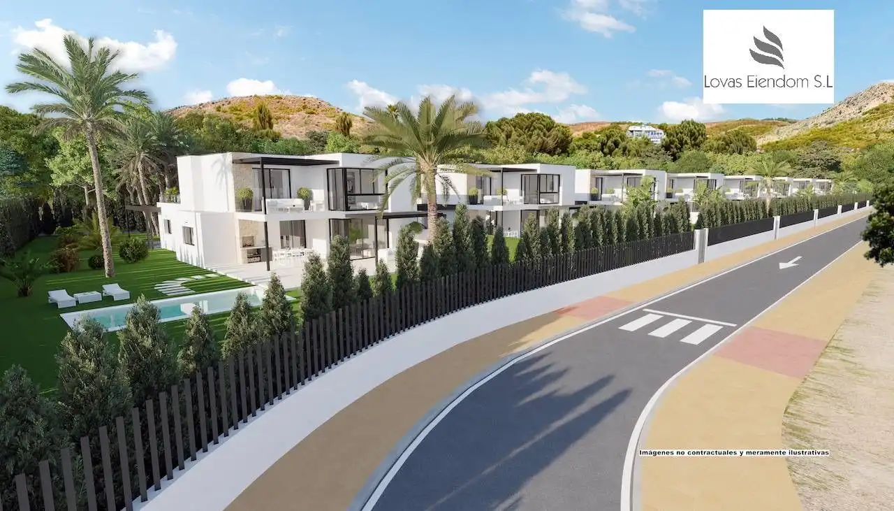 Vista exterior de Casa o xalet en venda en L'Alfàs del Pi amb Aire condicionat, Jardí privat i Terrassa