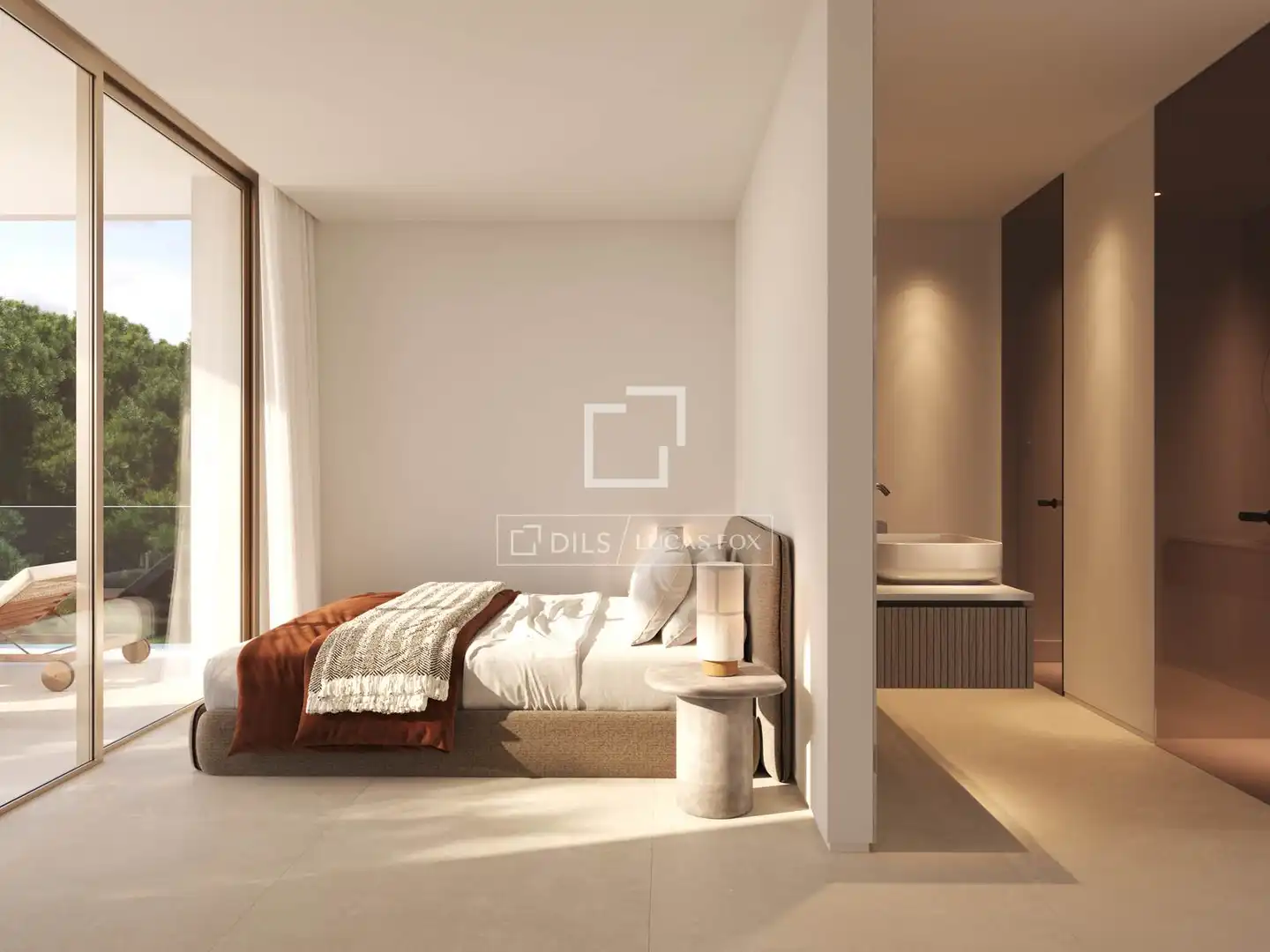 Schlafzimmer von Haus oder Chalet zum Verkauf in Santa Eulària des Riu mit Klimaanlage, Heizung und Privatgarten