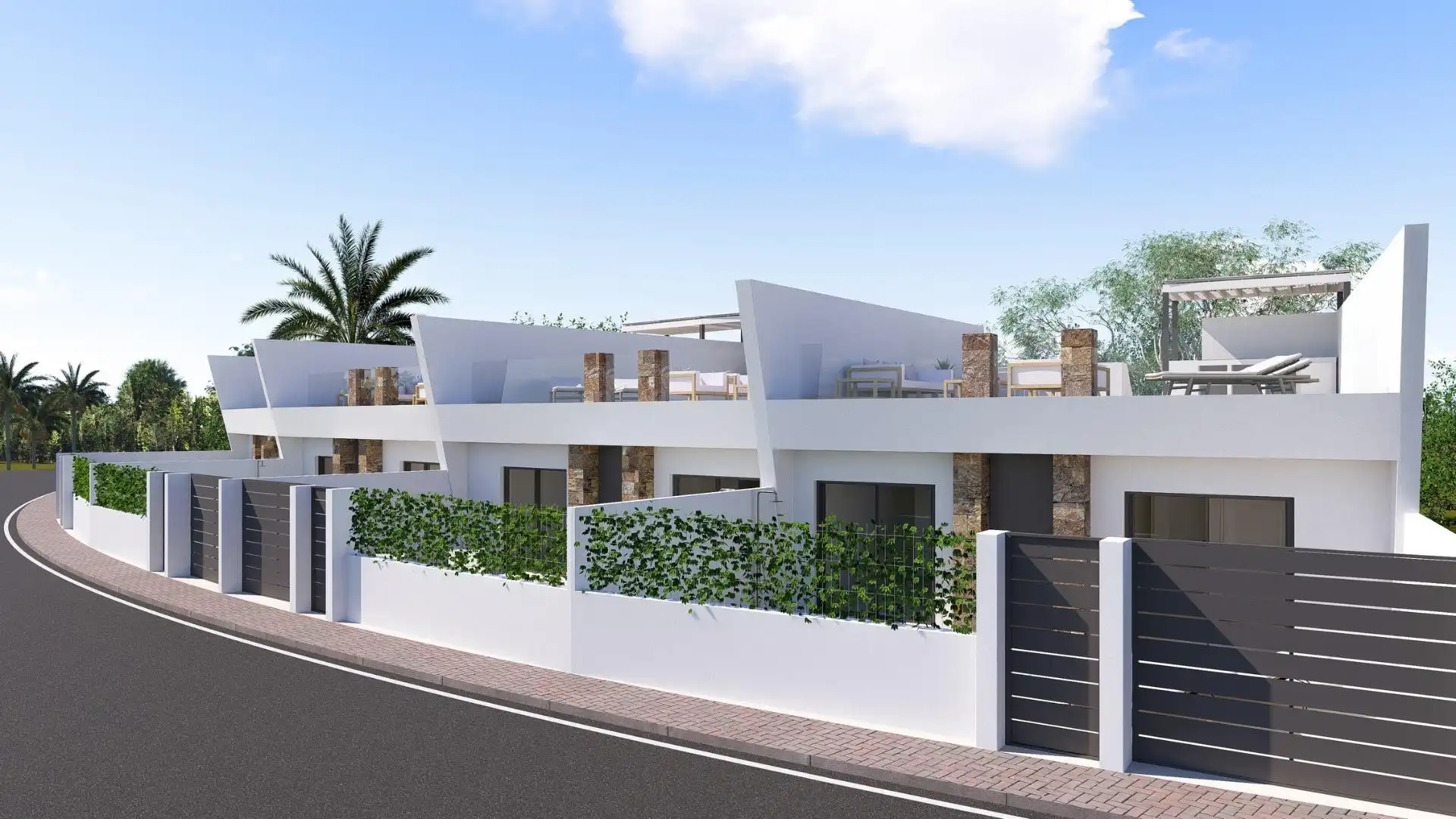 Vista exterior de Casa adosada en venda en Torre-Pacheco amb Jardí privat, Terrassa i Piscina