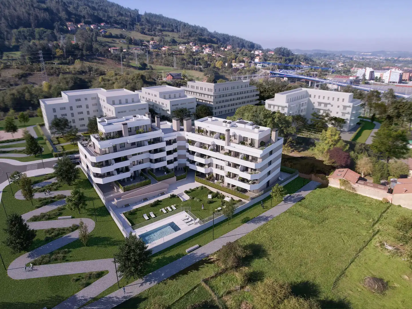 Vista exterior de Pis en venda en Oviedo  amb Calefacció, Jardí privat i Terrassa