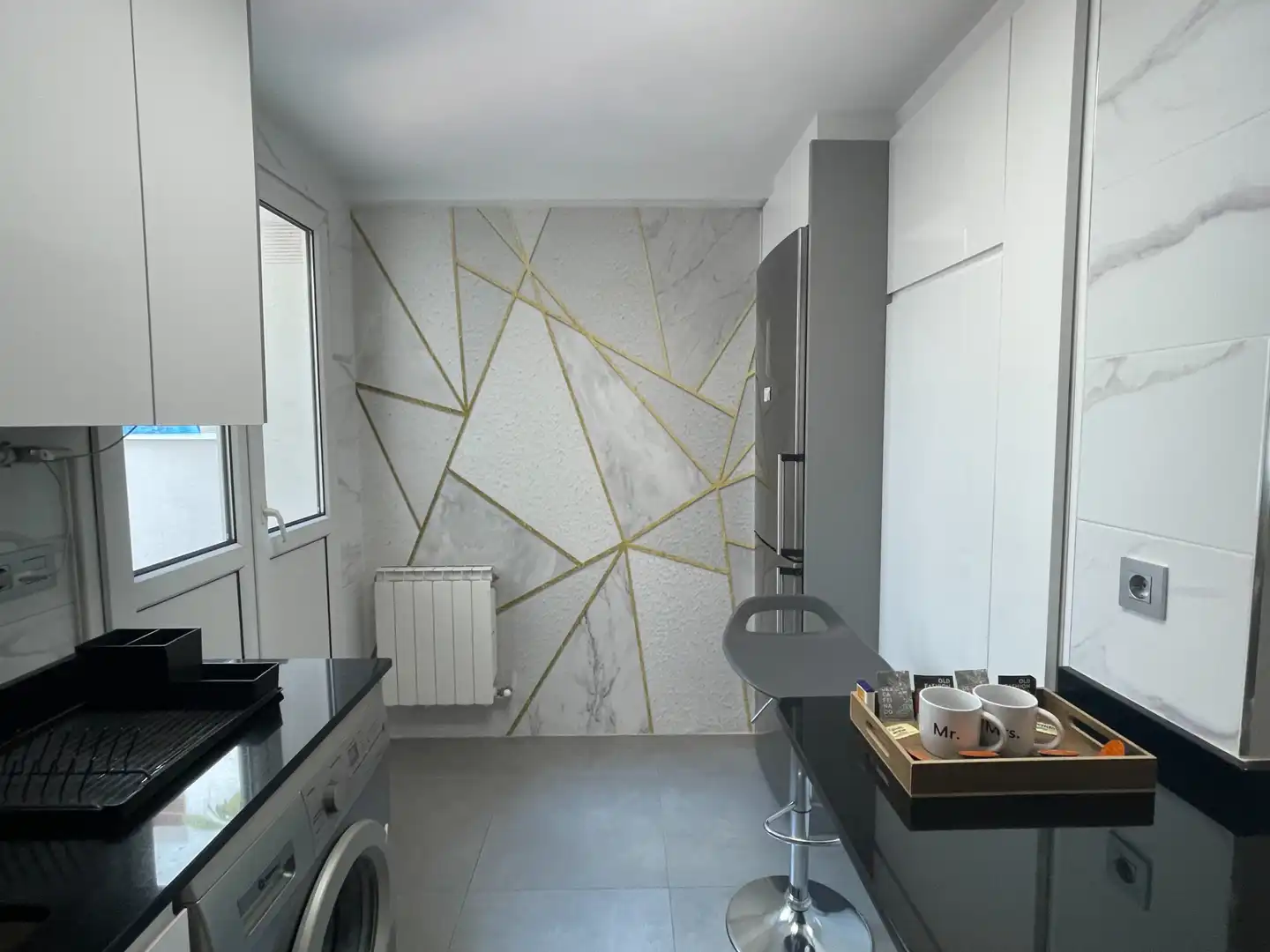 Kitchen of Flat for rent in Gijón   with Heating, Terrace and Furnished