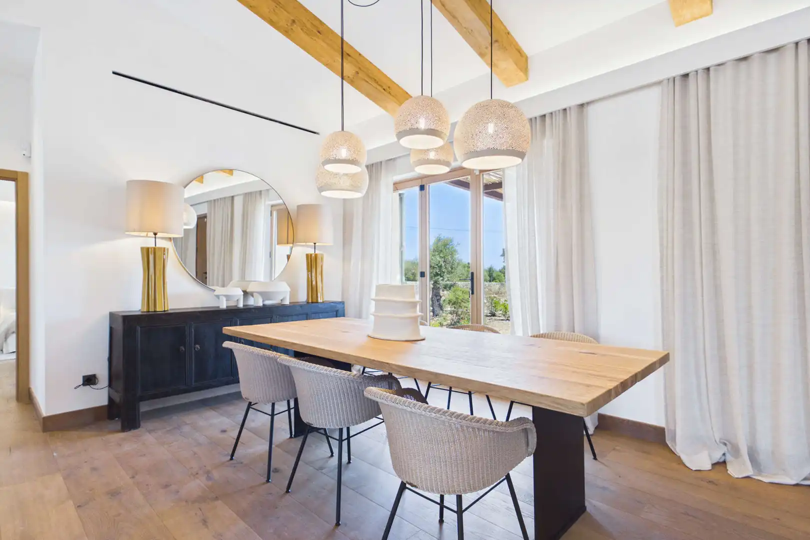 Dining room of Country homes for sale in Capdepera  with Air Conditioner, Heating and Parquet flooring