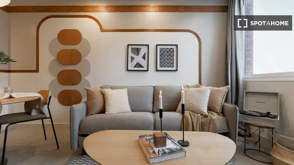 Sala d'estar de Apartament per a compartir en Madrid amb Aire condicionat, Terrassa i Moblat