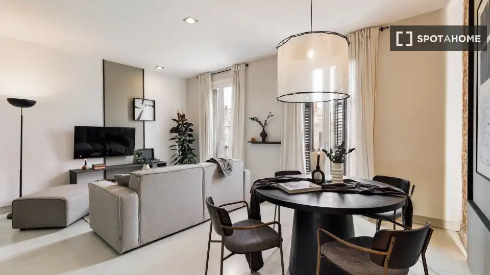 Sala de estar de Piso de alquiler en Barcelona con Aire acondicionado, Calefacción y Amueblado