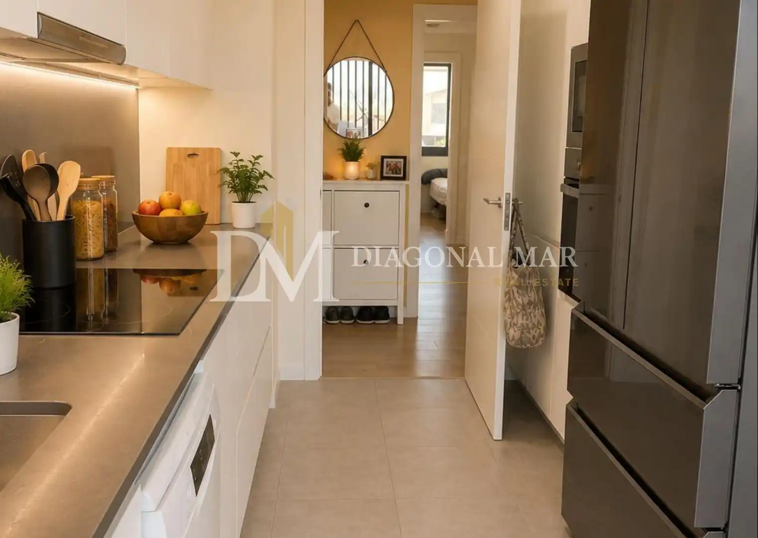 Cocina de Piso de alquiler en Sant Adrià de Besòs con Parquet, Balcón y Piscina comunitaria