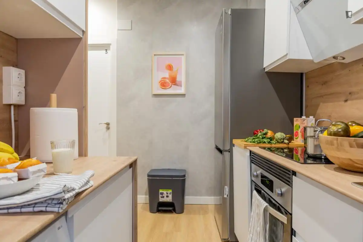 Cuina de Apartament per a compartir en Madrid amb Calefacció, Moblat i Forn