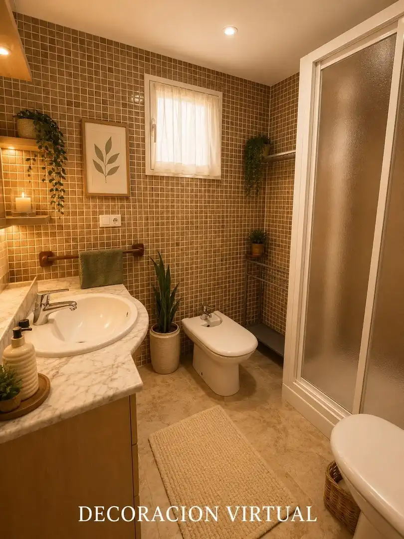 Badezimmer von Einfamilien-Reihenhaus zum Verkauf in Oliva mit Klimaanlage, Heizung und Privatgarten