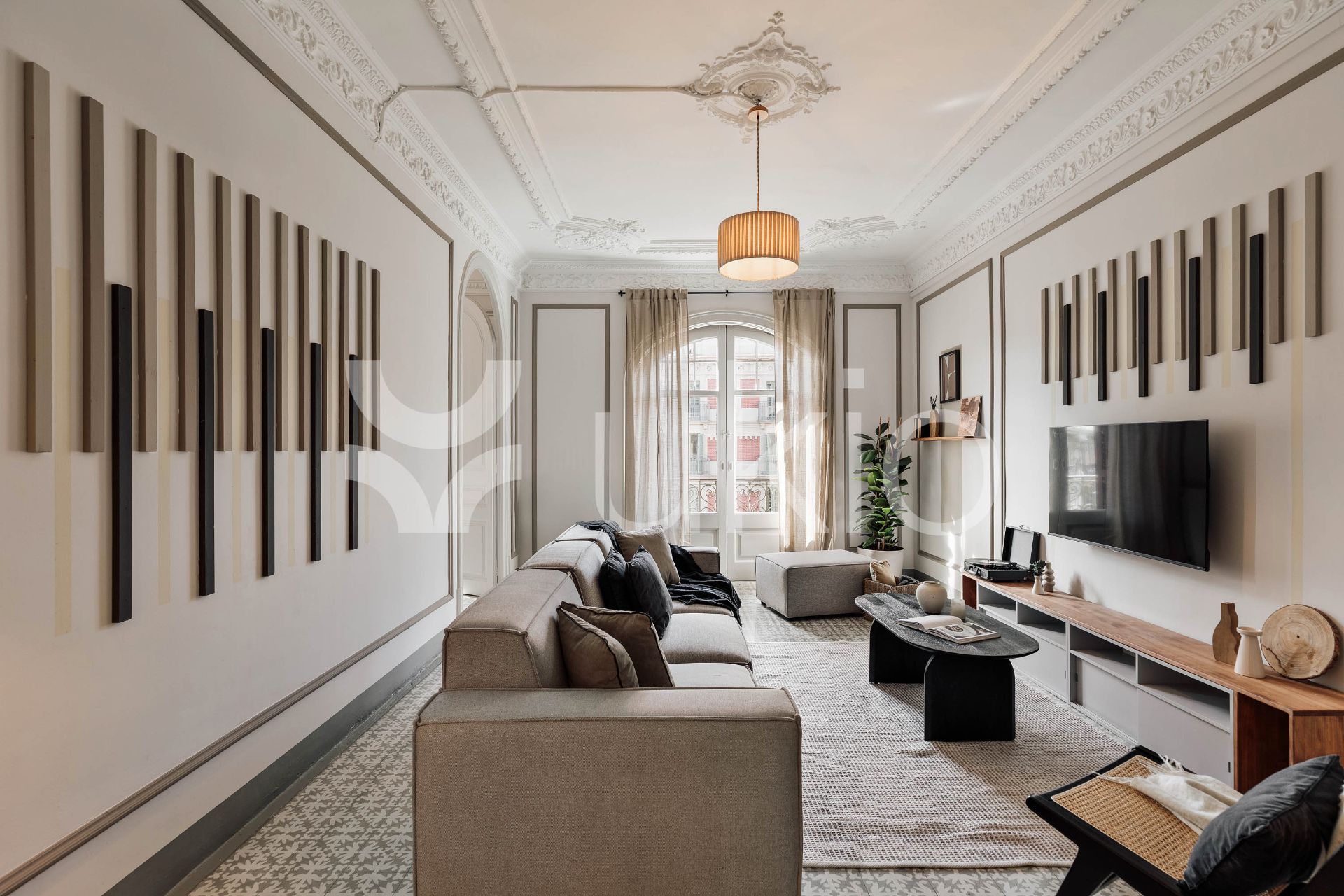 Sala d'estar de Apartament de lloguer en  Barcelona Capital amb Aire condicionat, Calefacció i Moblat