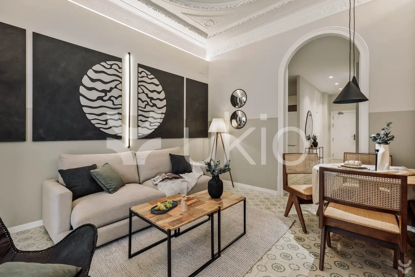 Sala de estar de Apartamento de alquiler en Barcelona con Aire acondicionado, Calefacción y Terraza