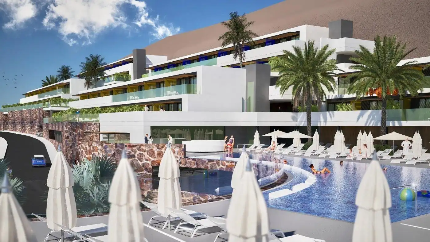 Piscina de Apartamento en venta en Mogán con Aire acondicionado, Jardín privado y Terraza