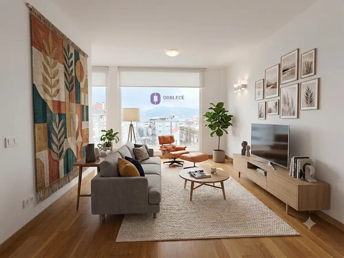 Living room of Flat for rent in Vigo   with Heating, Parquet flooring and Terrace