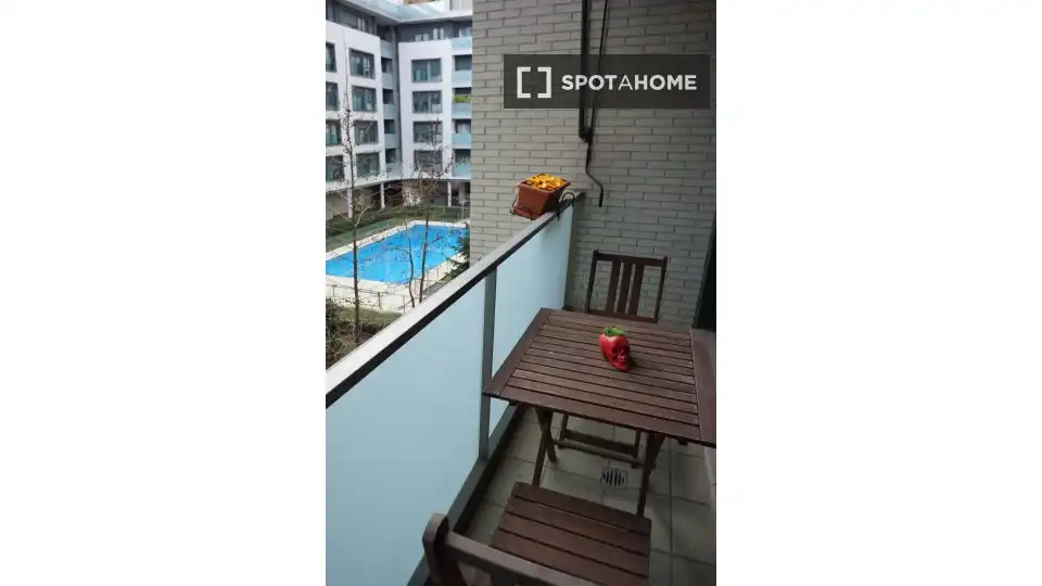 Balcony of Flat for share in Madrid  with Air Conditioner, Heating and Terrace