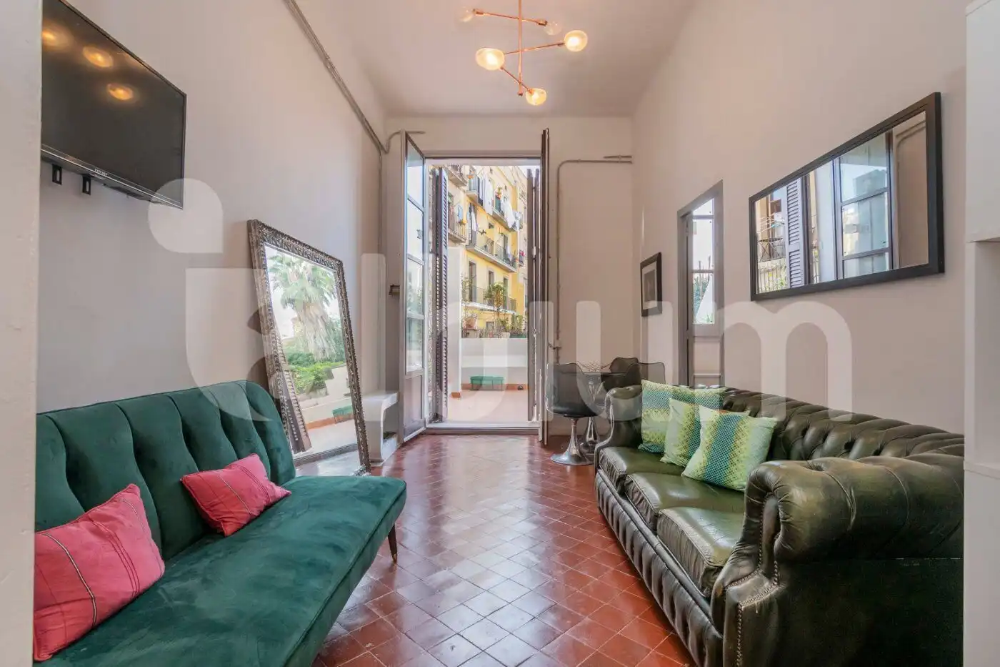 Wohnzimmer von Wohnung zum Verkauf in Barcelona mit Klimaanlage und Terrasse
