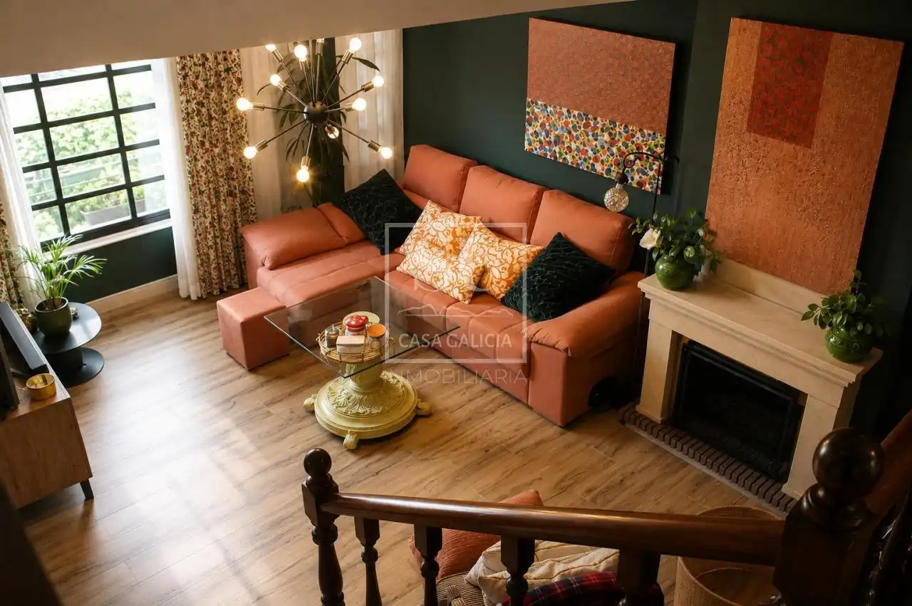Sala de estar de Casa adosada en venta en Baiona con Calefacción, Jardín privado y Terraza