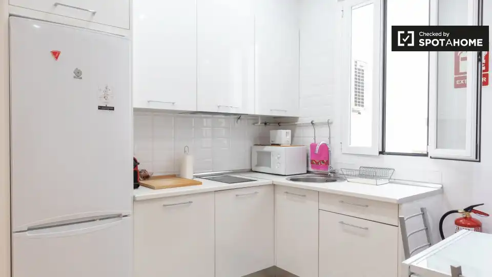 Cuina de Pis de lloguer en Madrid amb Aire condicionat, Calefacció i Moblat