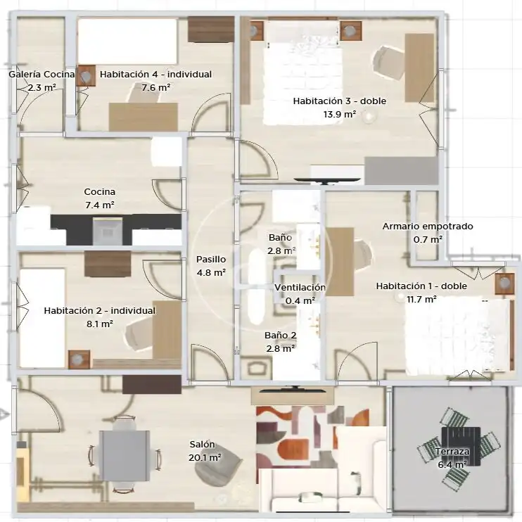 Flat for rent in Carrer de Xile, Mestalla