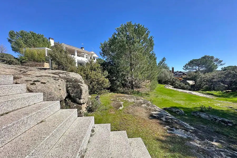 Vista exterior de Casa o chalet en venta en Hoyo de Manzanares con Aire acondicionado, Calefacción y Jardín privado