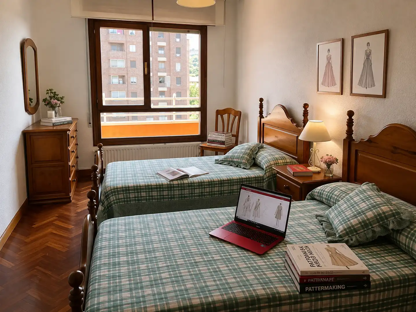 Schlafzimmer von Wohnung zur Miete in Santander mit Heizung, Terrasse und Möbliert