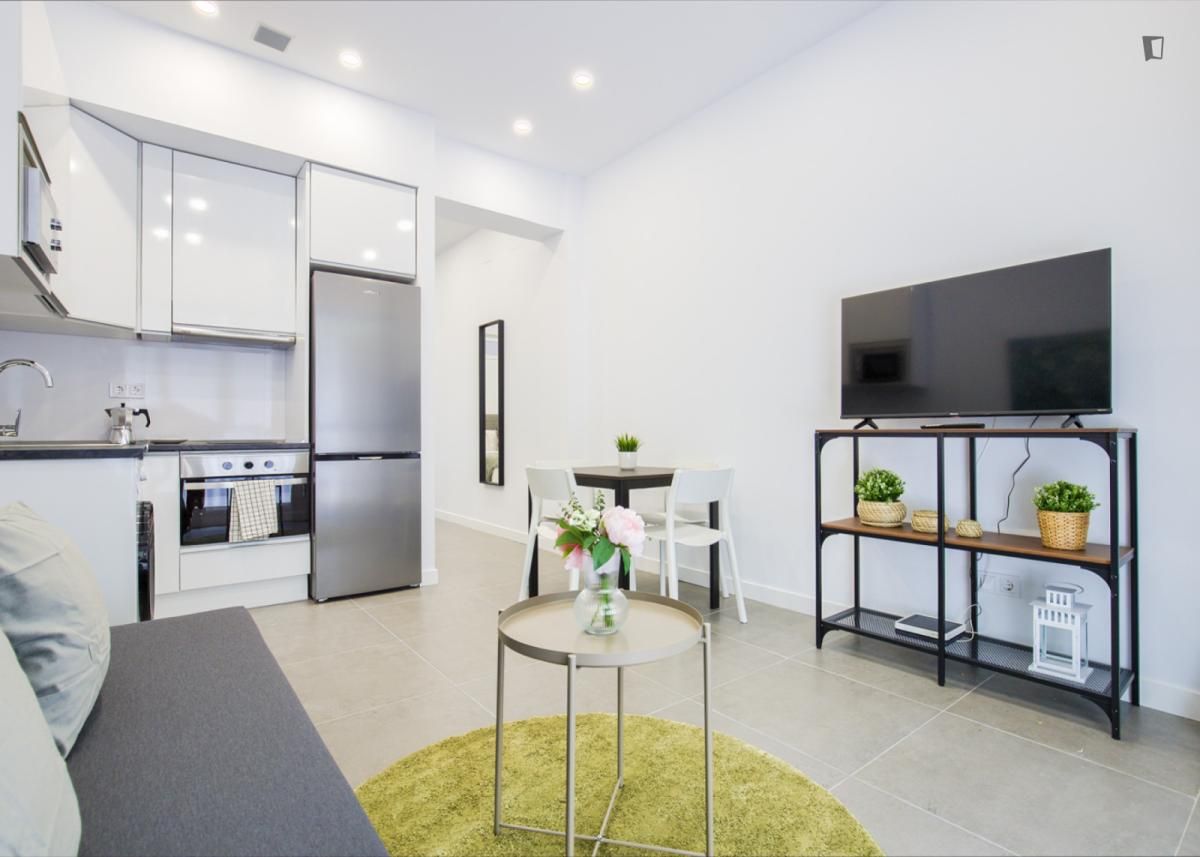 Living room of Apartment to rent in  Madrid Capital  with Air Conditioner, Furnished and Oven