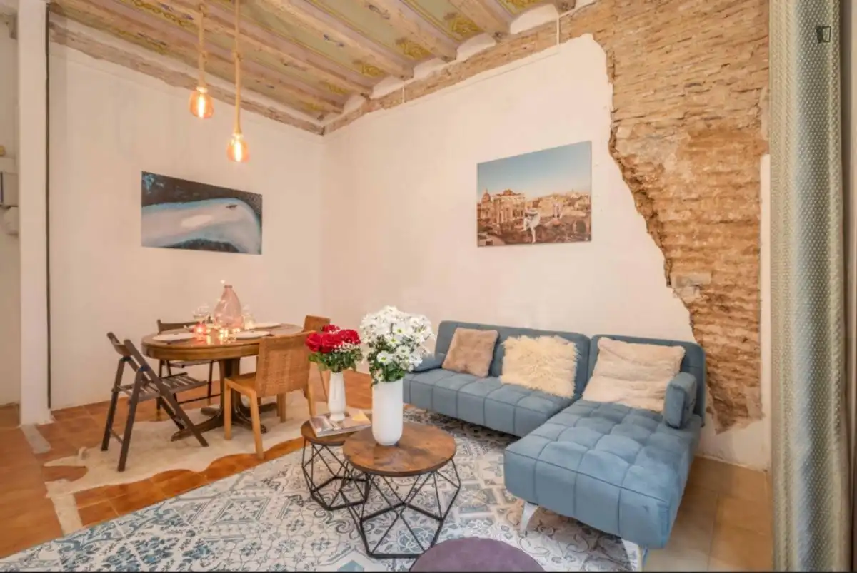 Sala d'estar de Apartament de lloguer en Barcelona amb Aire condicionat, Moblat i Rentadora