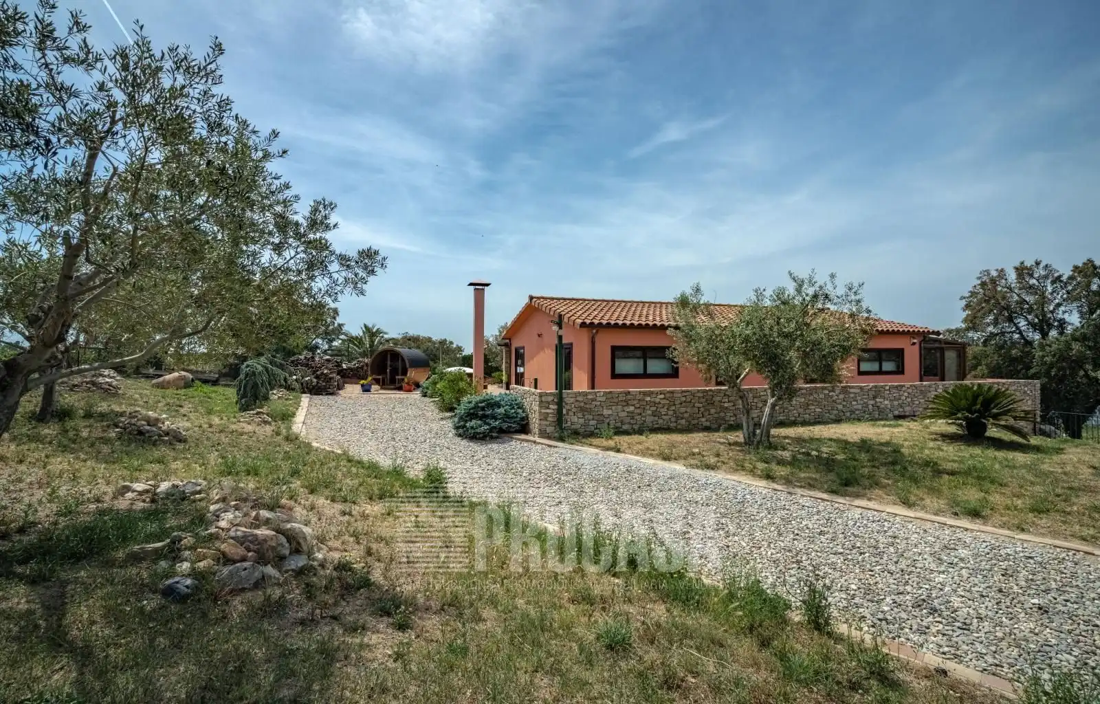 Exterior view of Houses for sale in Masarac i Vilarnadal  with Air Conditioner, Storage room and Swimming Pool