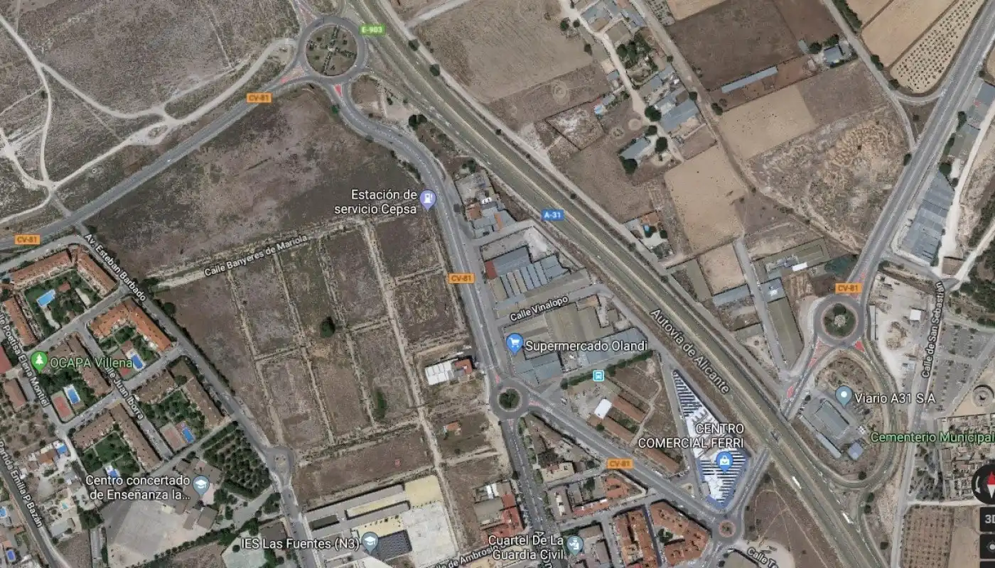 Vista exterior de Nau industrial en venda en Villena