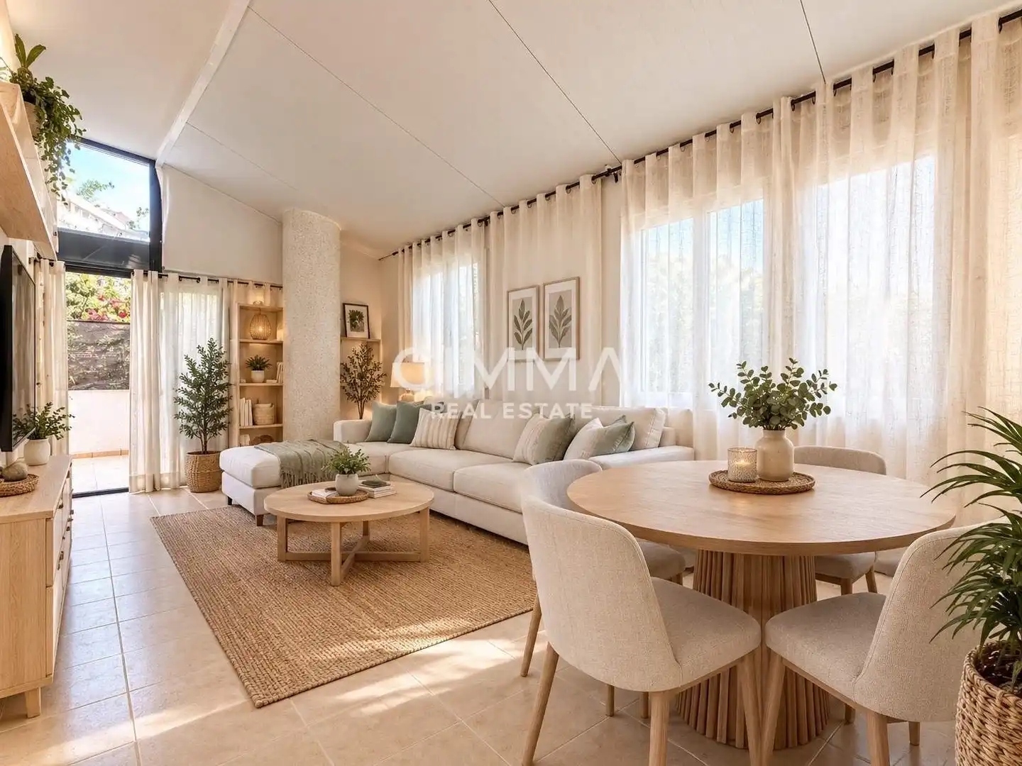 Wohnzimmer von Erdgeschoss zum Verkauf in Villajoyosa / La Vila Joiosa mit Privatgarten, Terrasse und Schwimmbad