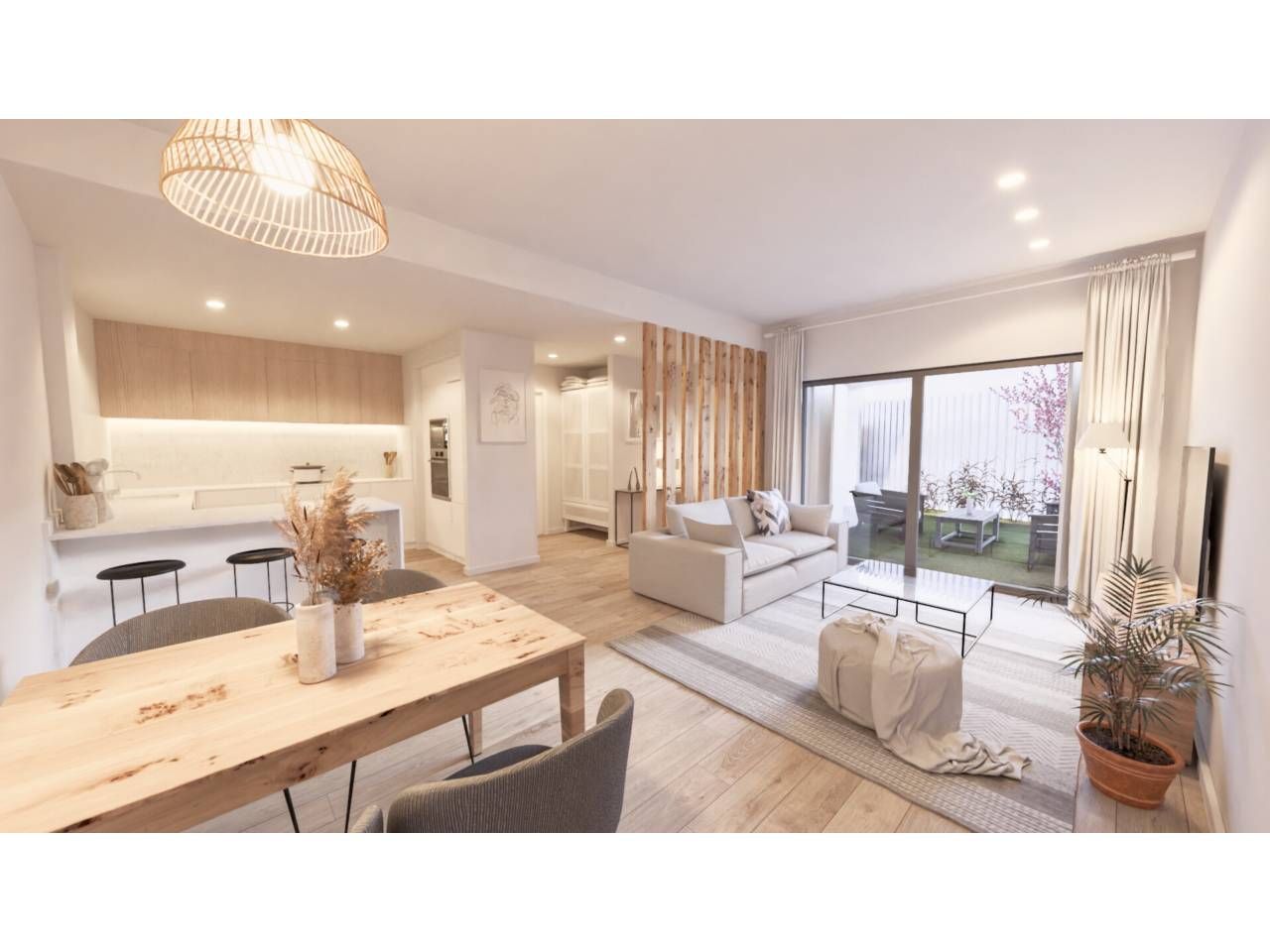 Living room of Flat for sale in Terrassa  with Air Conditioner, Private garden and Parquet flooring