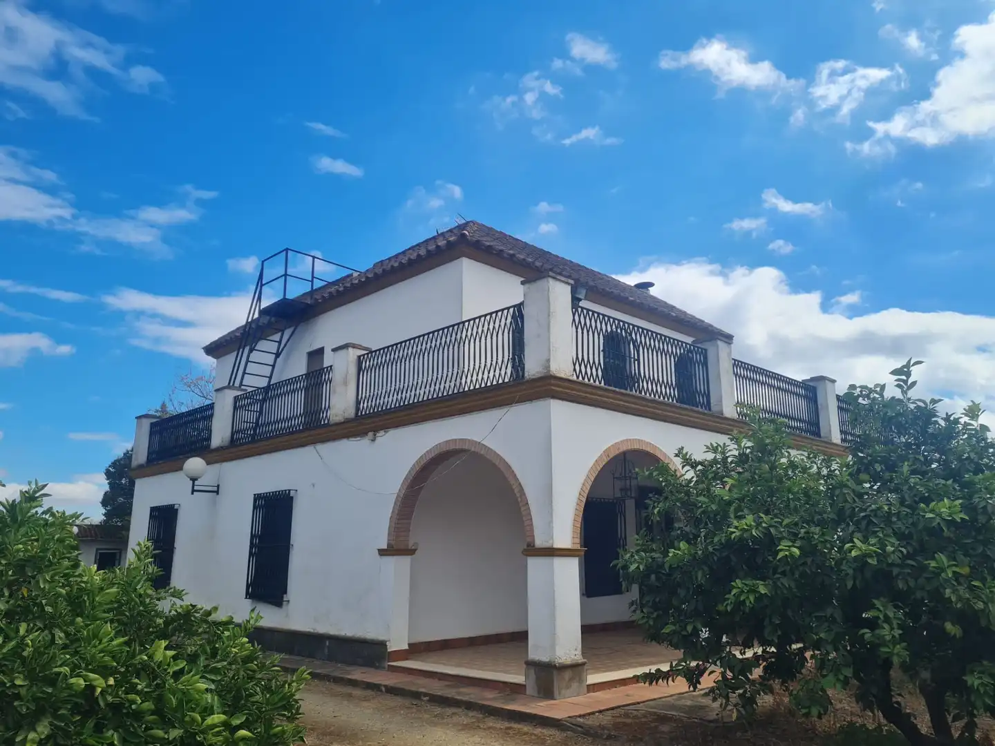 Außenansicht von Country house zum Verkauf in Cantillana mit Privatgarten, Terrasse und Schwimmbad