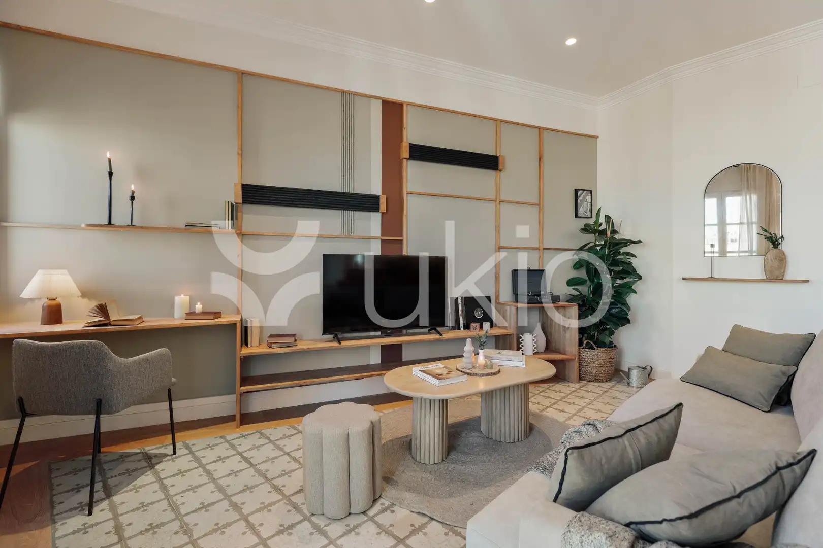 Sala de estar de Apartamento de alquiler en Barcelona con Aire acondicionado, Calefacción y Amueblado
