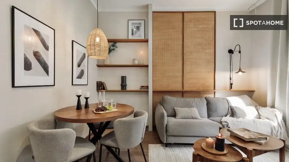 Sala d'estar de Apartament per a compartir en Barcelona amb Aire condicionat, Terrassa i Moblat