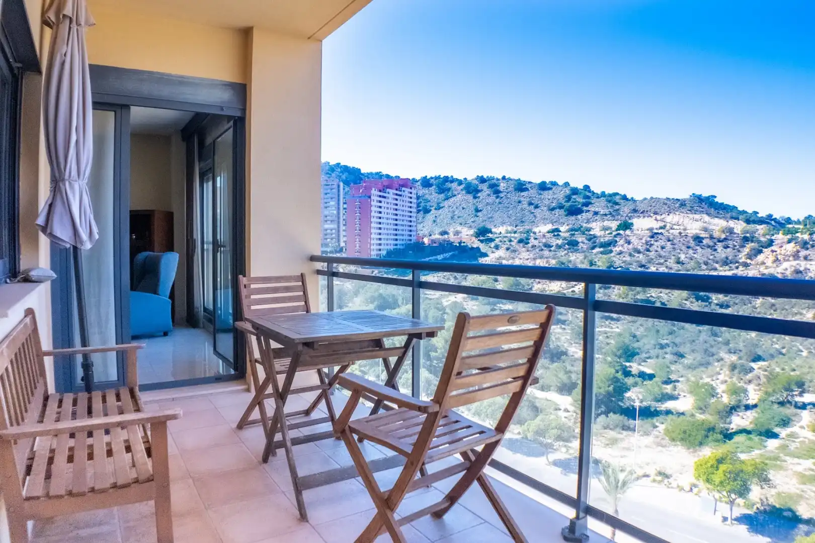 Terrasse von Wohnung zum Verkauf in Villajoyosa / La Vila Joiosa mit Klimaanlage, Heizung und Privatgarten