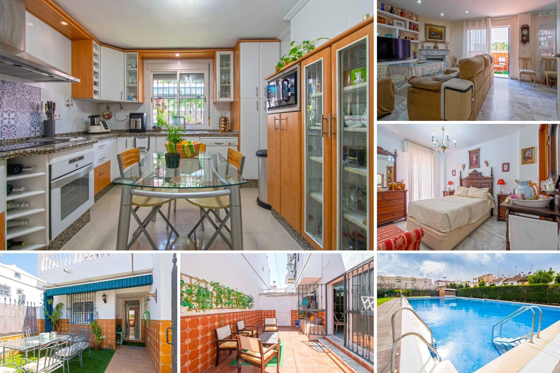 Exterior view of Single-family semi-detached for sale in  Sevilla Capital  with Air Conditioner, Heating and Private garden
