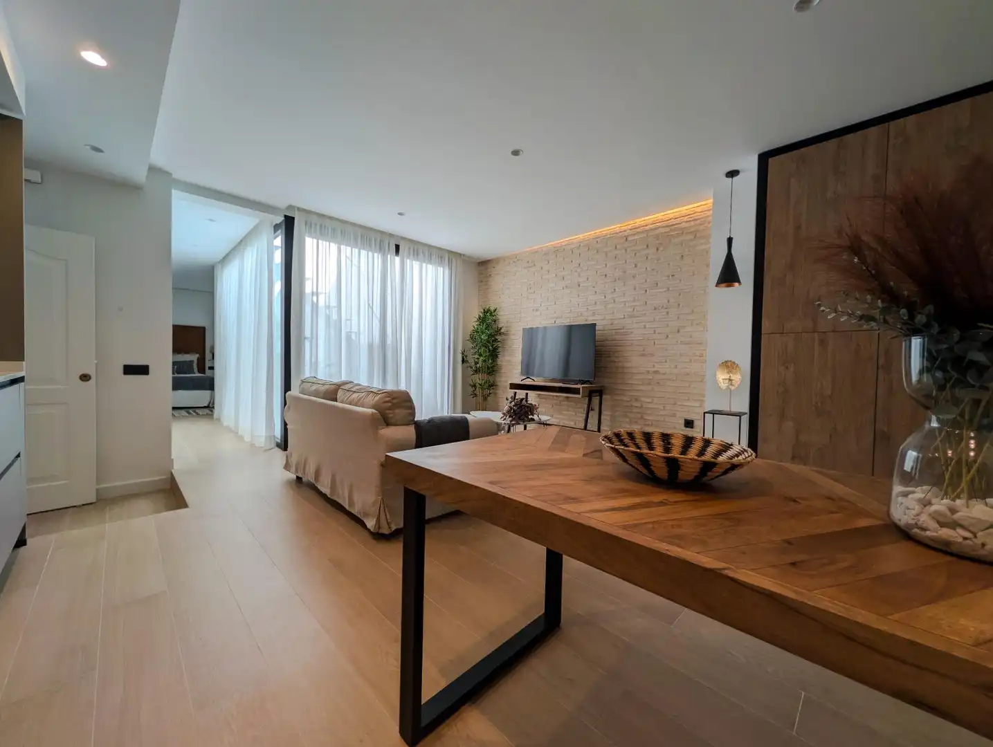 Living room of Flat for rent in Sanlúcar la Mayor  with Air Conditioner, Heating and Furnished