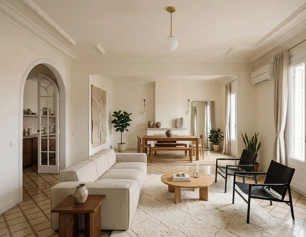 Living room of Flat for rent in Barcelona  with Air Conditioner, Oven and Microwave