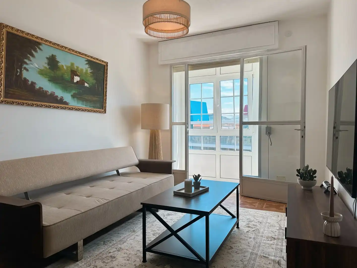 Sala d'estar de Casa adosada de lloguer en Outes amb Moblat, Forn i Microones