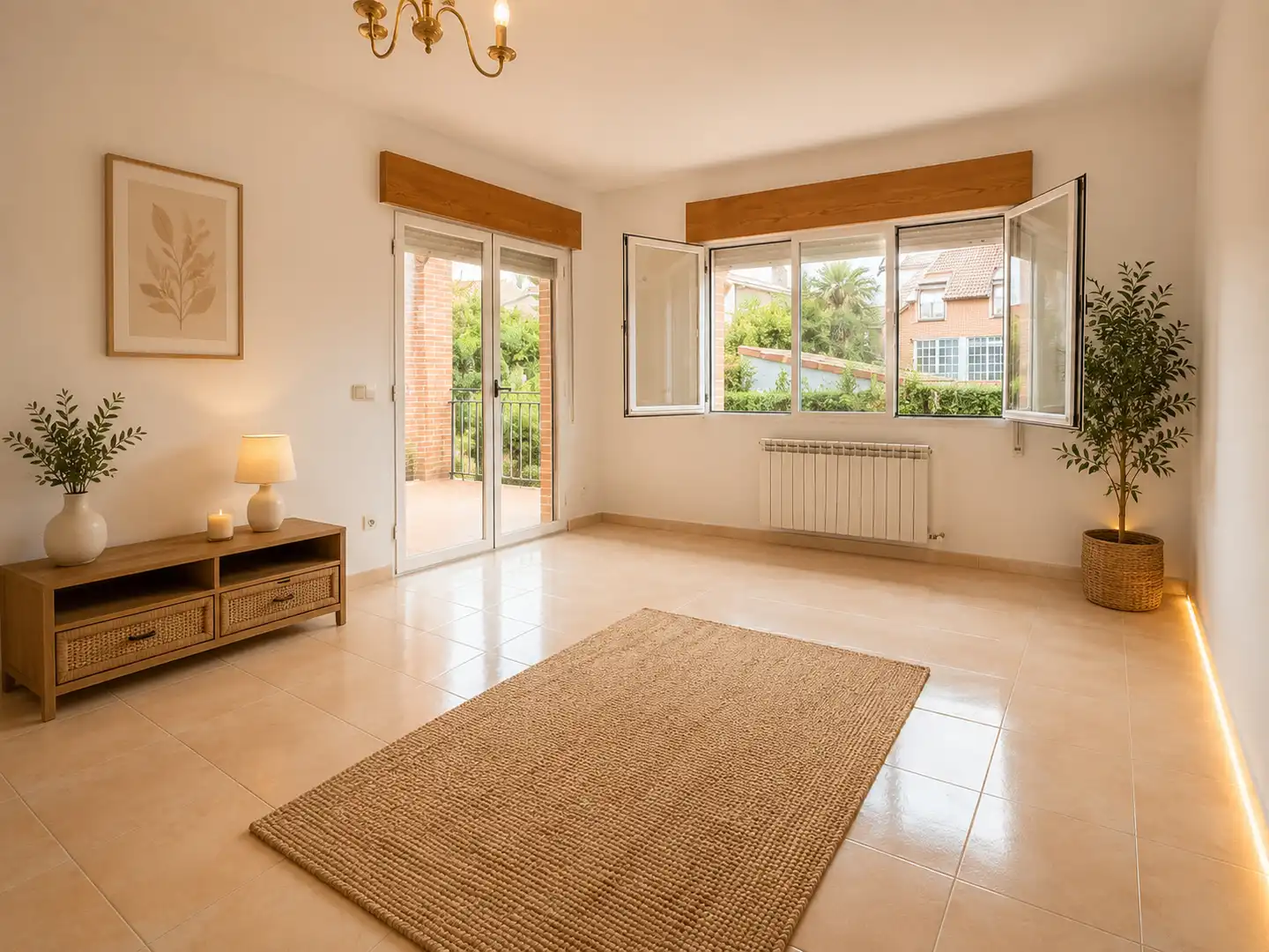 Sala d'estar de Casa adosada en venda en Azuqueca de Henares amb Calefacció, Jardí privat i Terrassa