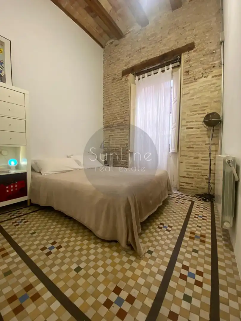 Schlafzimmer von Wohnung zur Miete in Valencia mit Klimaanlage, Privatgarten und Terrasse