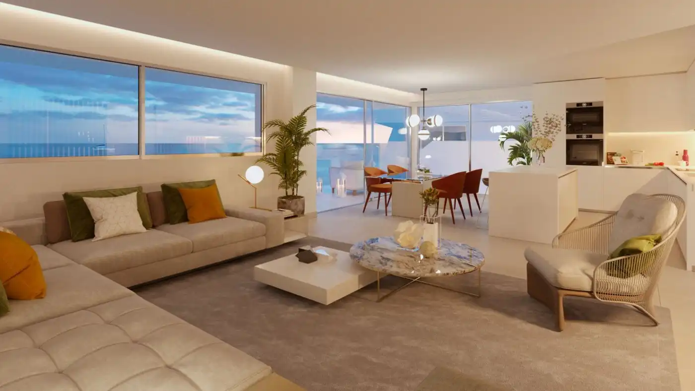 Sala de estar de Casa adosada en venta en Mijas con Aire acondicionado, Calefacción y Jardín privado