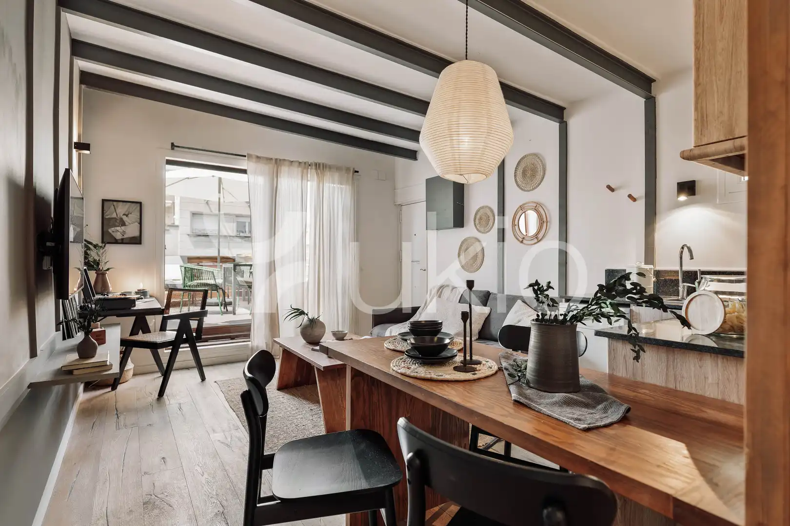 Dining room of Attic for rent in Barcelona  with Air Conditioner, Heating and Parquet flooring