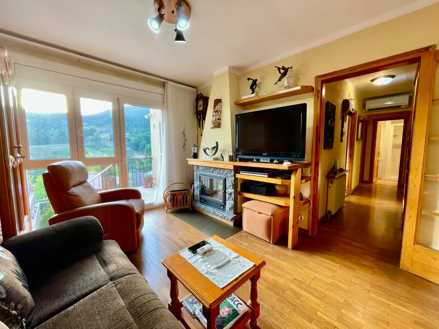 Sala de estar de Casa o chalet en venta en Sant Pau de Segúries con Aire acondicionado, Jardín privado y Terraza