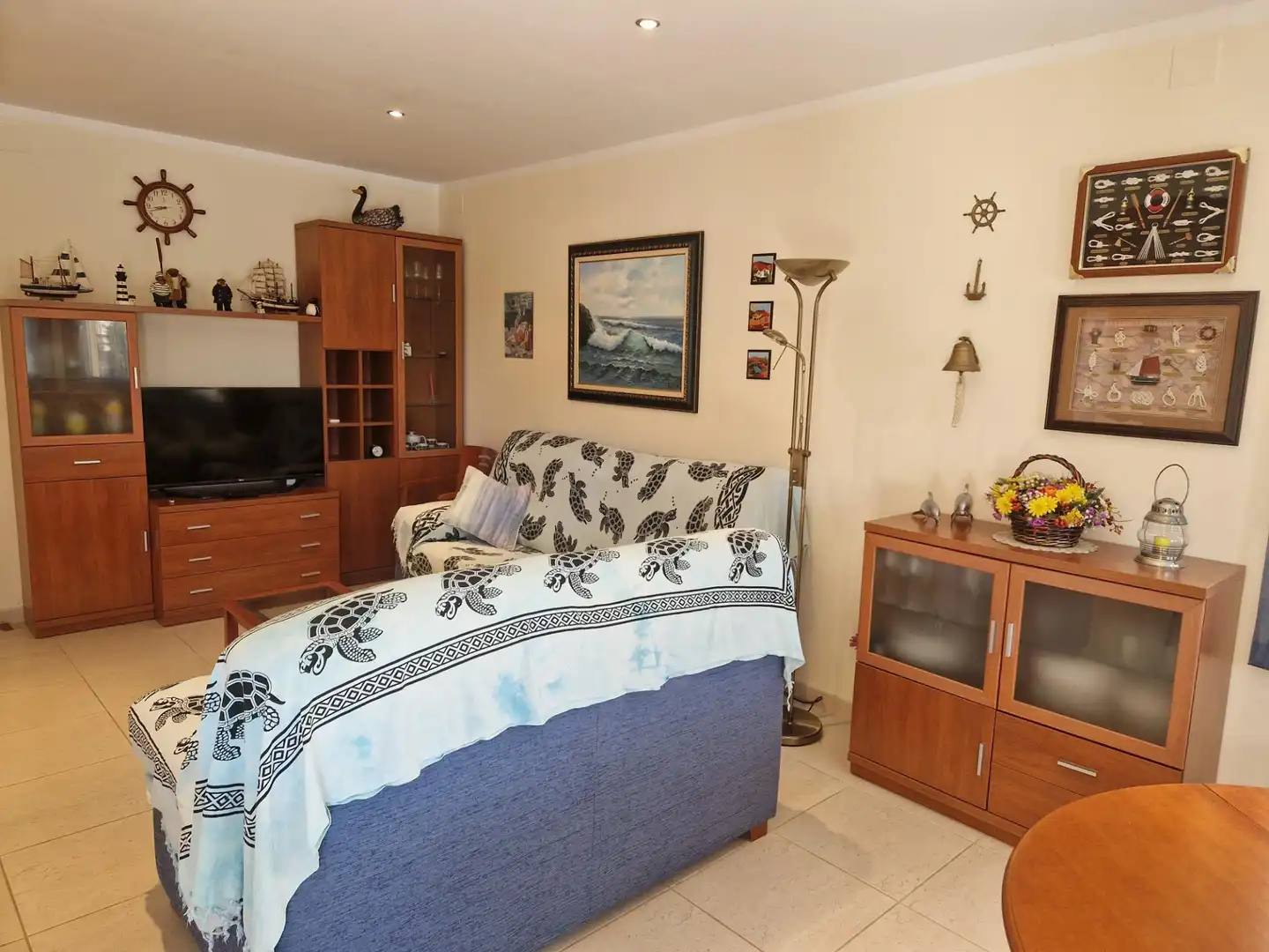 Wohnzimmer von Einfamilien-Reihenhaus zum Verkauf in Mont-roig del Camp mit Privatgarten, Terrasse und Möbliert