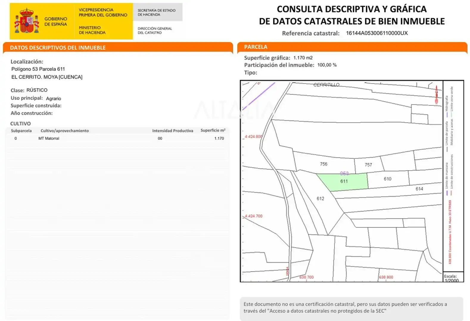 Terreno en venta en Moya (Cuenca)