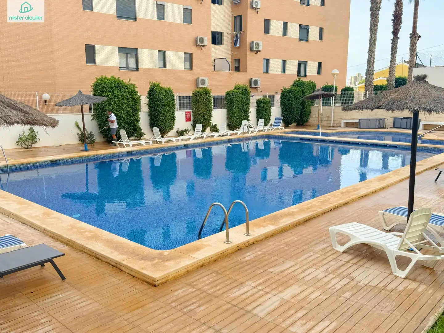 Piscina de Apartamento de alquiler en El Campello con Aire acondicionado, Jardín privado y Terraza