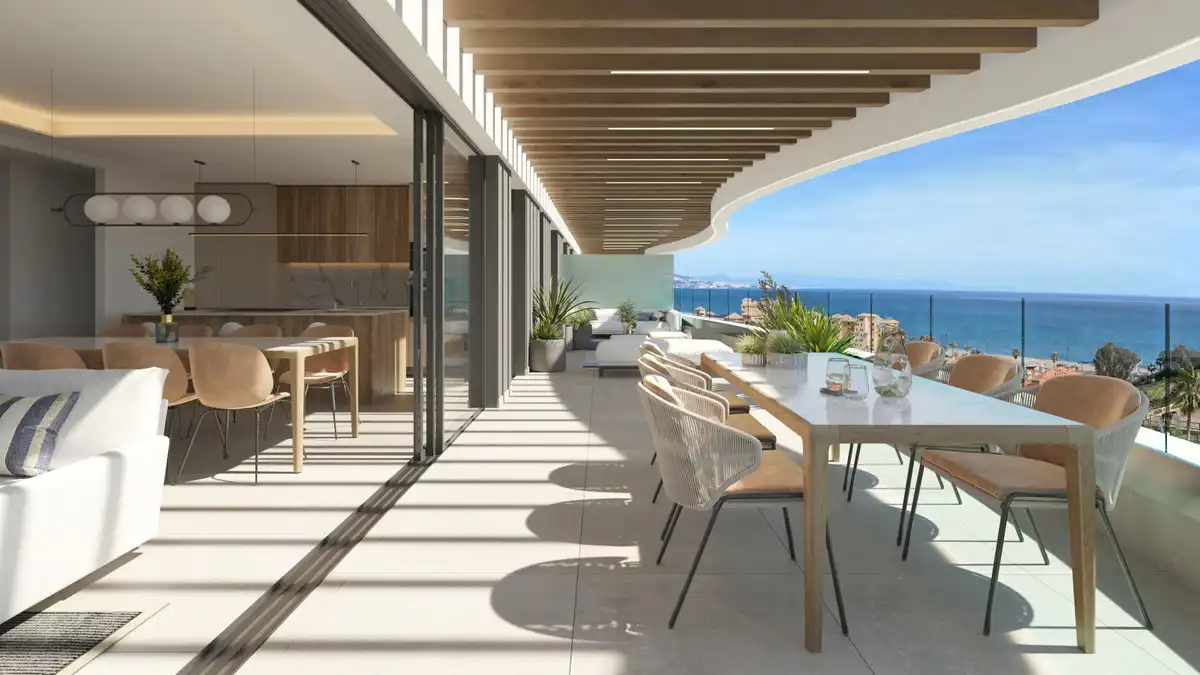 Terrasse von Erdgeschoss zum Verkauf in Mijas mit Klimaanlage, Privatgarten und Terrasse