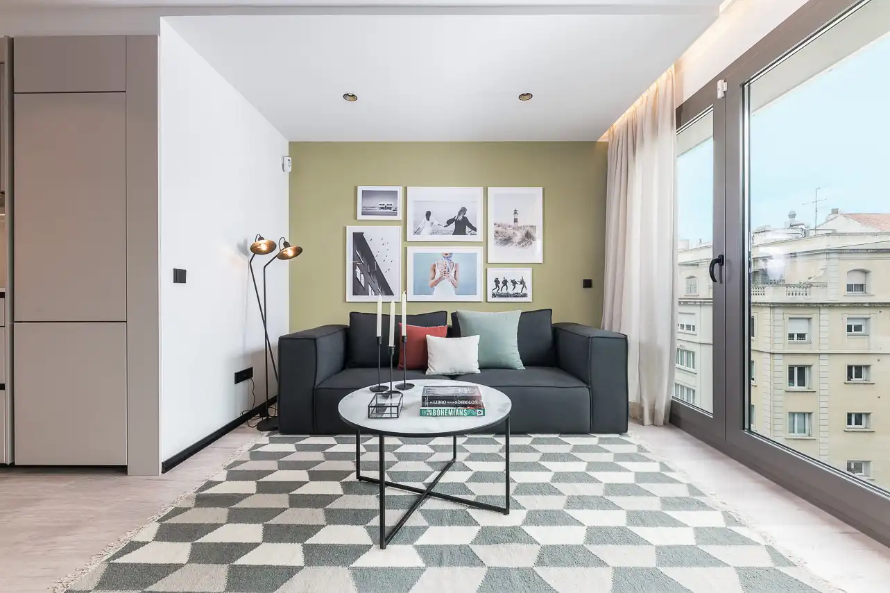 Sala de estar de Apartamento de alquiler en Barcelona con Aire acondicionado, Calefacción y Amueblado