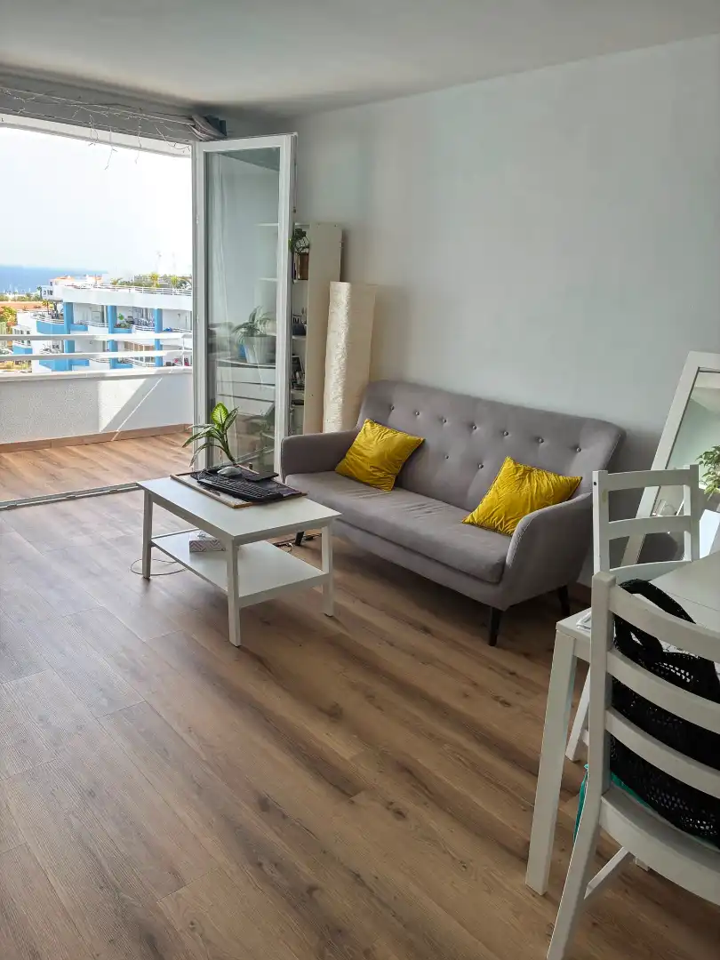 Sala de estar de Estudio en venta en San Miguel de Abona con Aire acondicionado, Parquet y Terraza